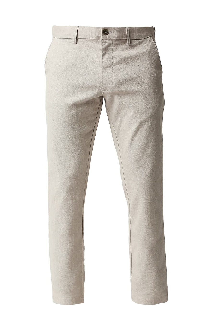 BASICS TAPERED FIT CASHMERE ECRU STRETCH TROUSERS