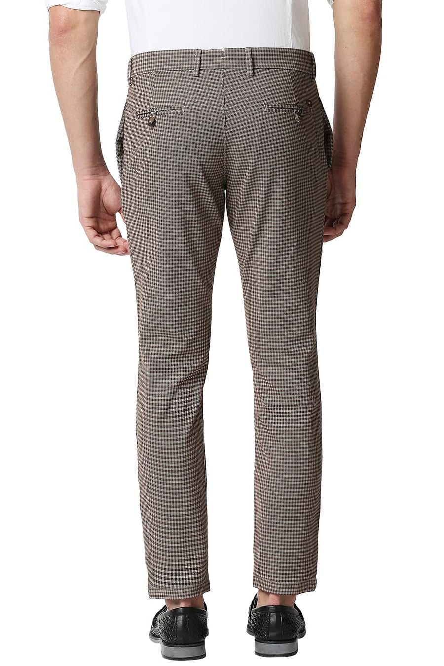 BASICS TAPERED FIT COCOA BROWN STRETCH TROUSERS