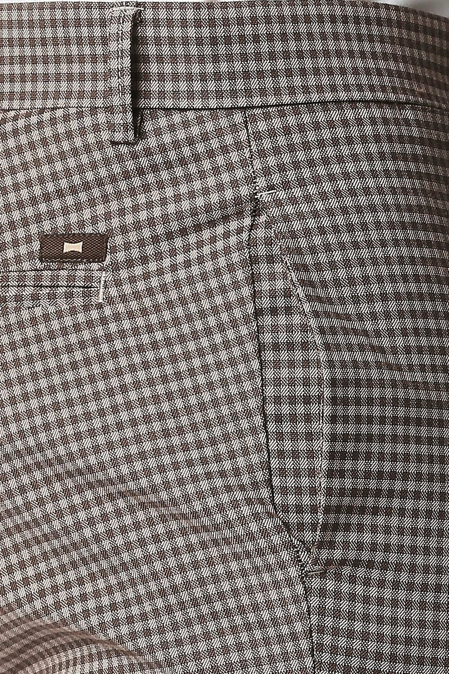 BASICS TAPERED FIT COCOA BROWN STRETCH TROUSERS