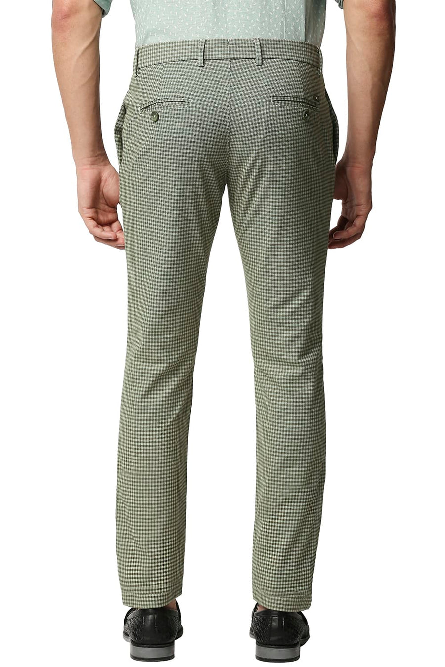 BASICS TAPERED FIT CAPULET GREEN STRETCH TROUSERS