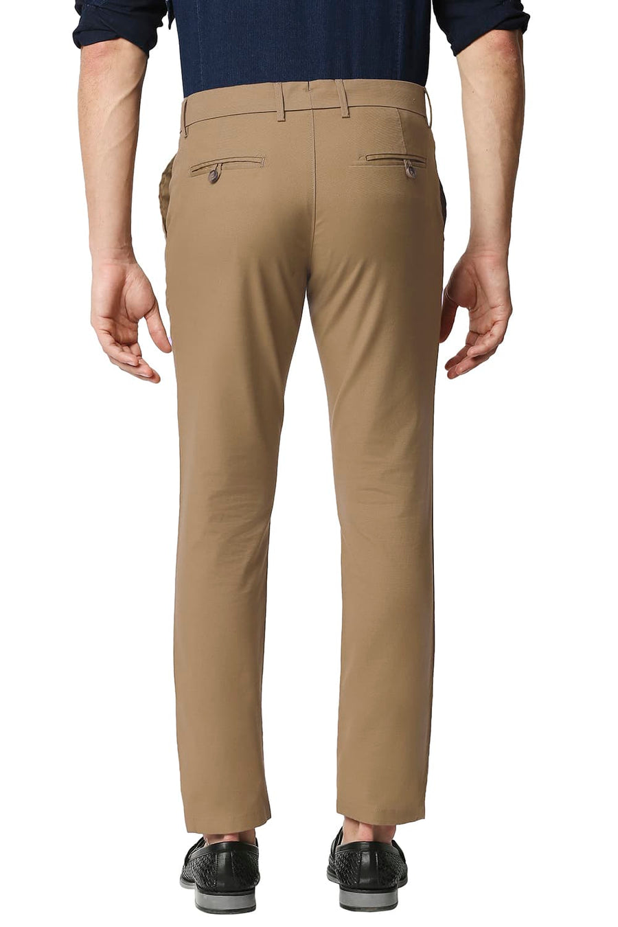 BASICS TAPERED FIT FOXTROT BROWN STRETCH TROUSERS