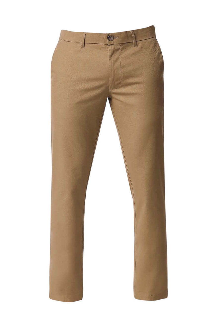 BASICS TAPERED FIT FOXTROT BROWN STRETCH TROUSERS