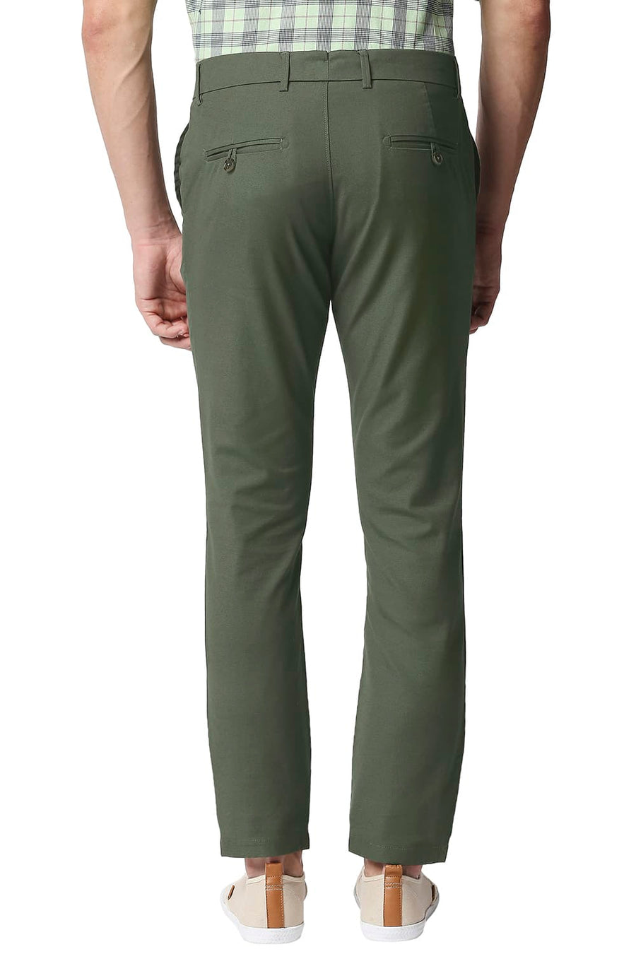 BASICS TAPERED FIT DOUGLAS GREEN STRETCH TROUSERS