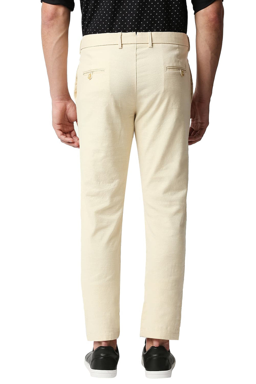 BASICS TAPERED FIT ANGORA BEIGE STRETCH TROUSERS