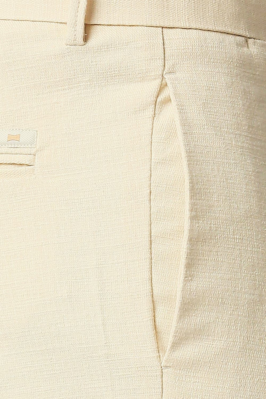 BASICS TAPERED FIT ANGORA BEIGE STRETCH TROUSERS