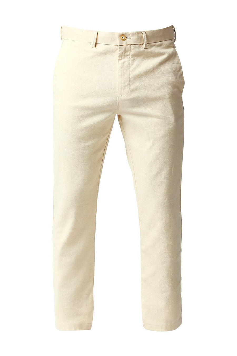 BASICS TAPERED FIT ANGORA BEIGE STRETCH TROUSERS