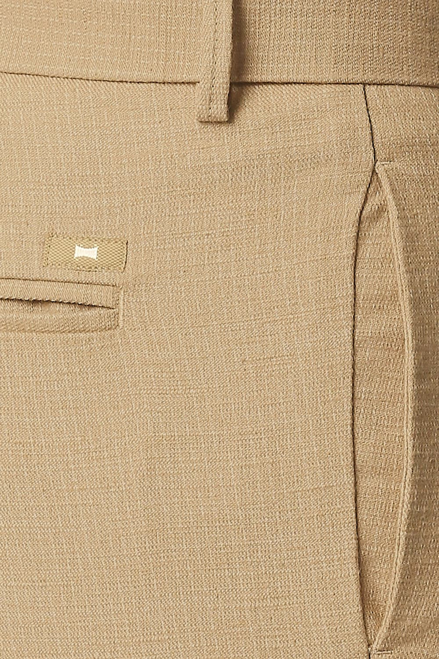 BASICS TAPERED FIT LATTE BROWN STRETCH TROUSERS