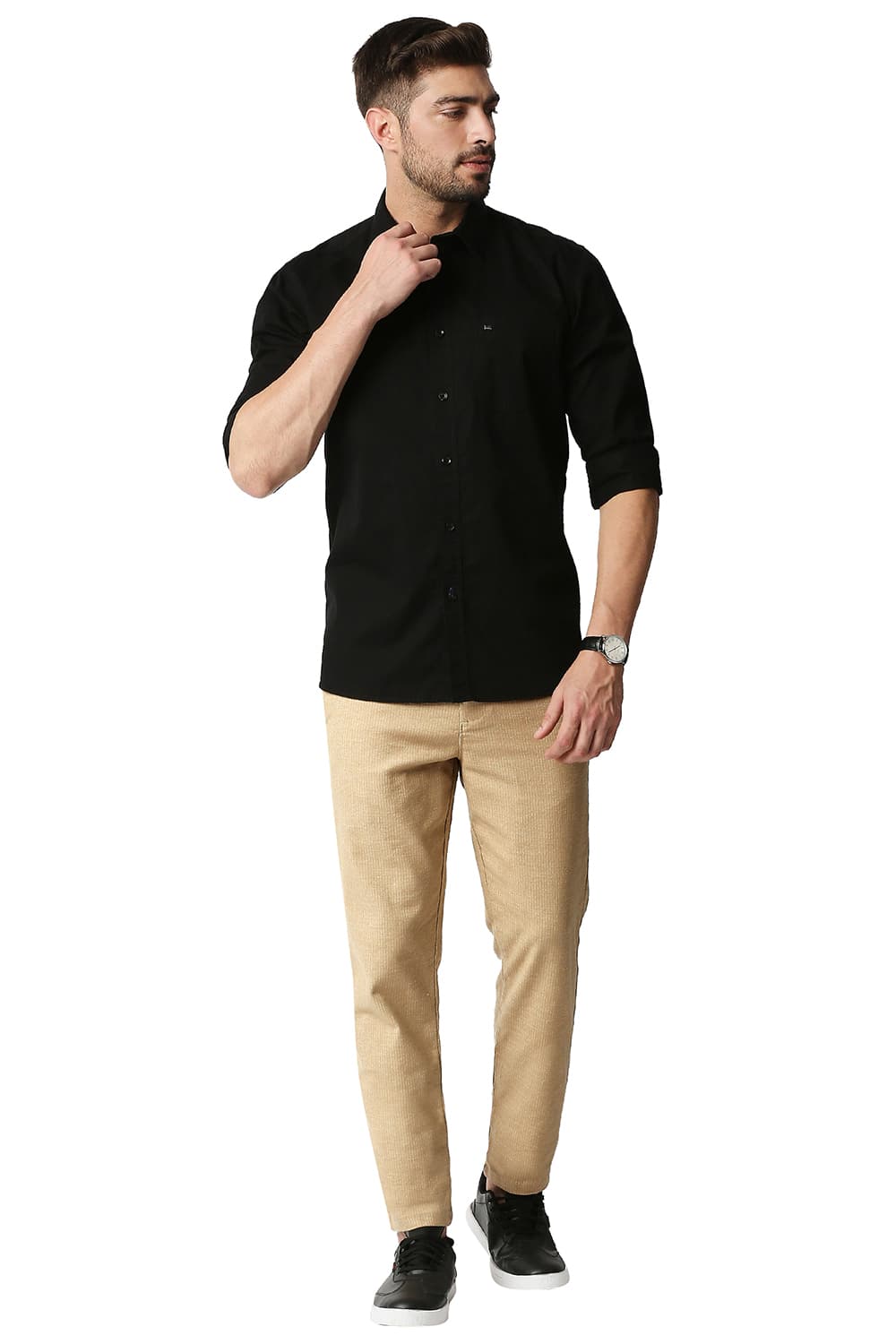 BASICS TAPERED FIT STRETCH TROUSERS