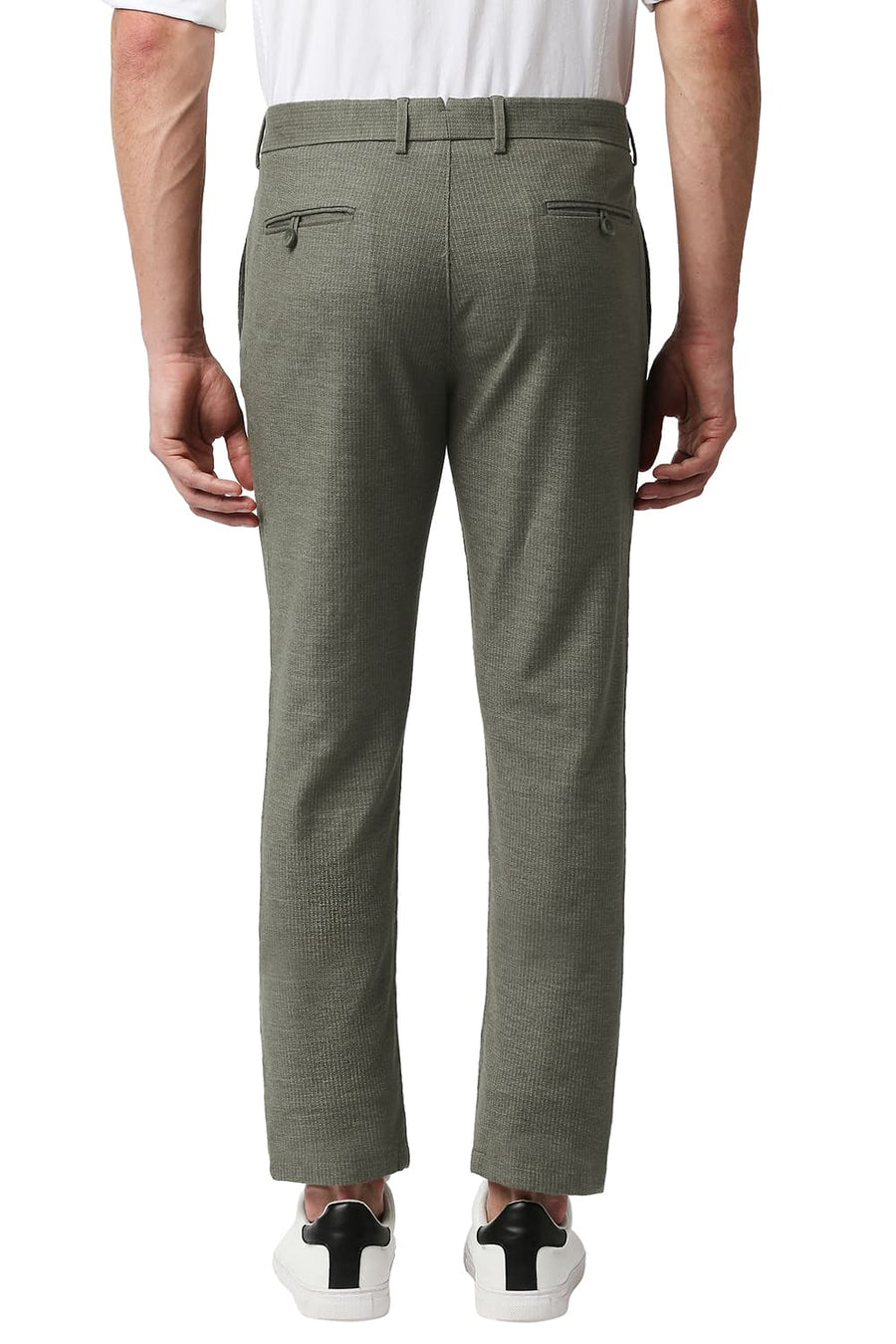 BASICS TAPERED FIT LICHEN OLVE STRETCH TROUSERS