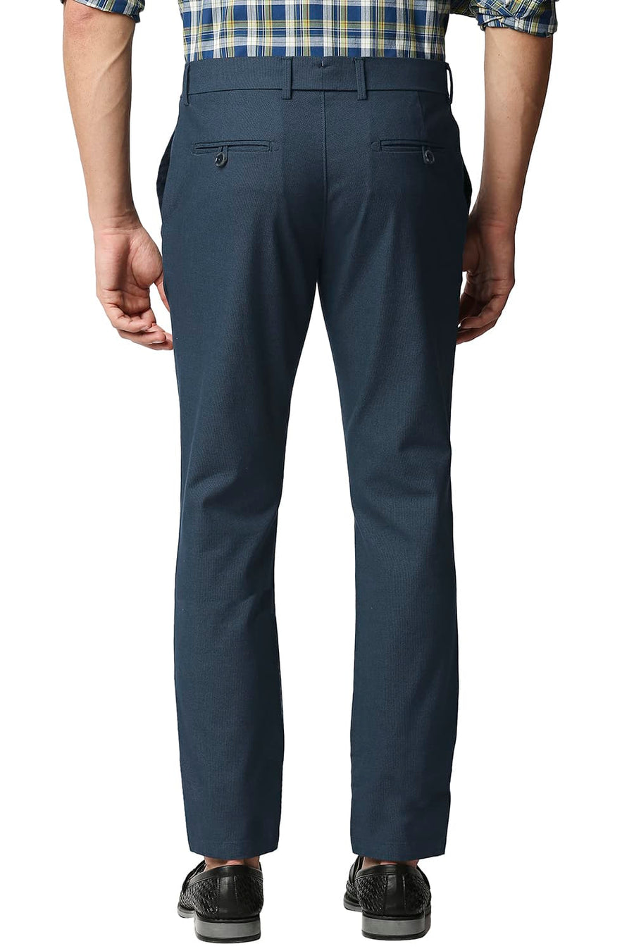 BASICS TAPERED FIT STRATIFIED NAVY STRETCH TROUSERS