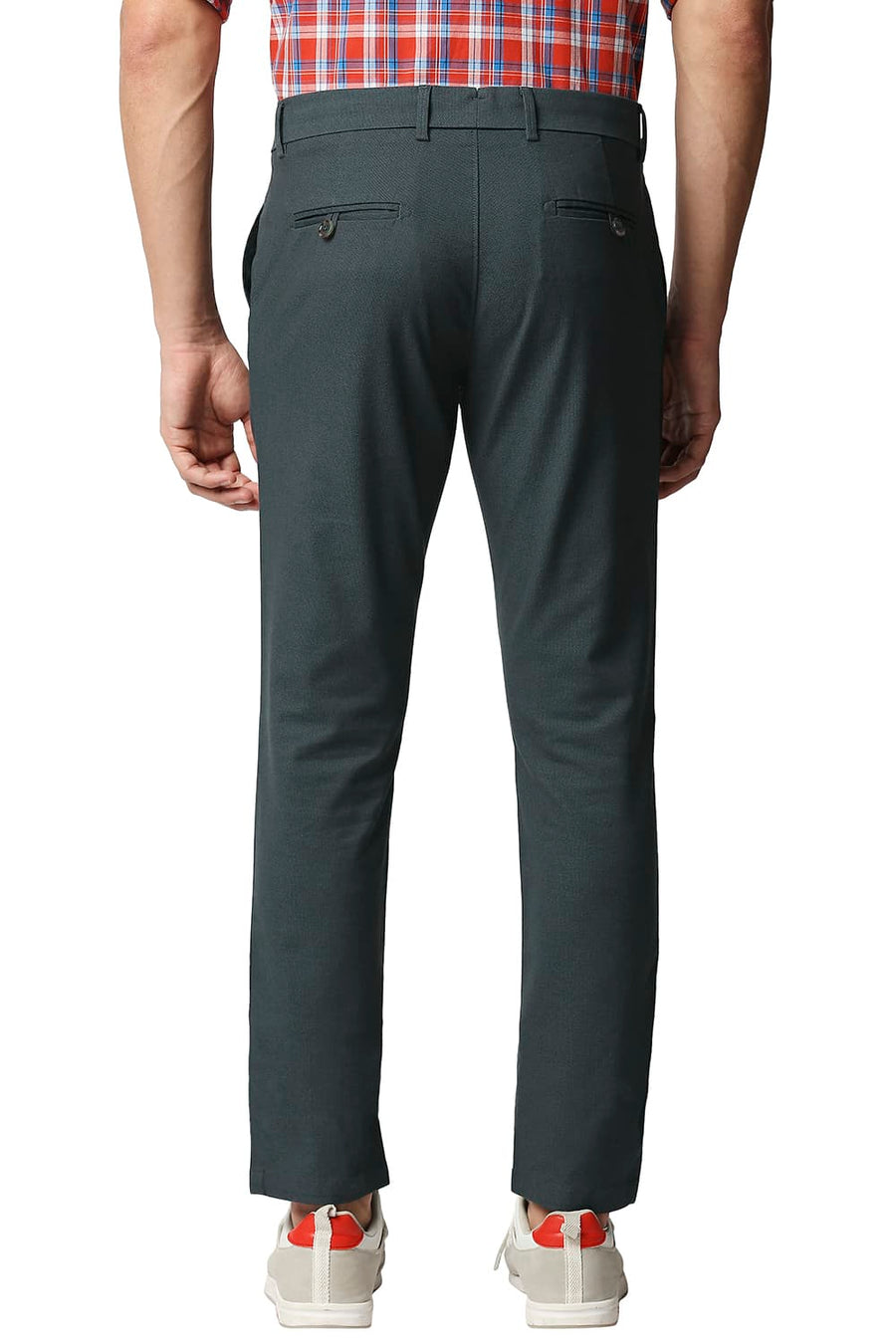 BASICS TAPERED FIT SPRUCE GREEN STRETCH TROUSERS