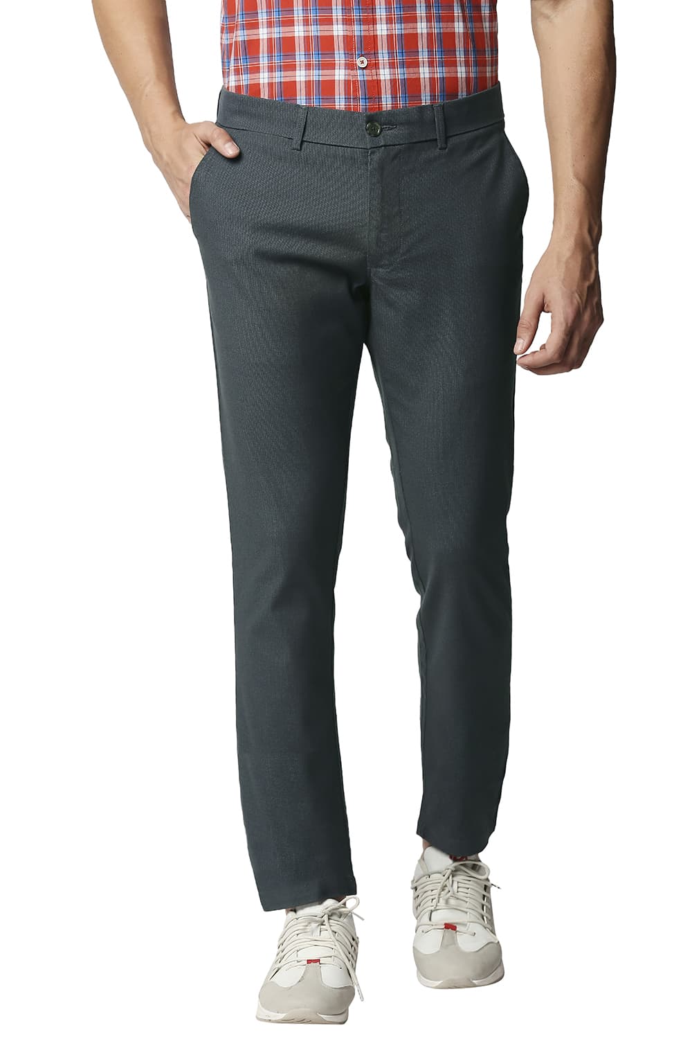 BASICS TAPERED FIT STRETCH TROUSERS