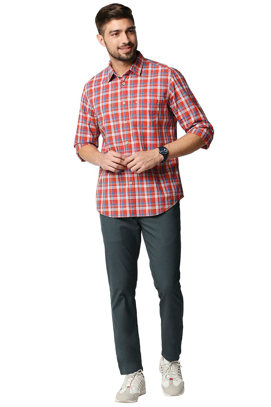 BASICS TAPERED FIT SPRUCE GREEN STRETCH TROUSERS