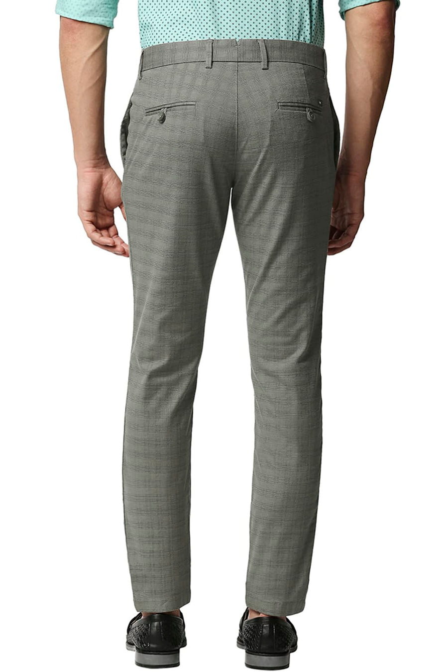 BASICS TAPERED FIT VETIVER GREEN STRETCH TROUSERS