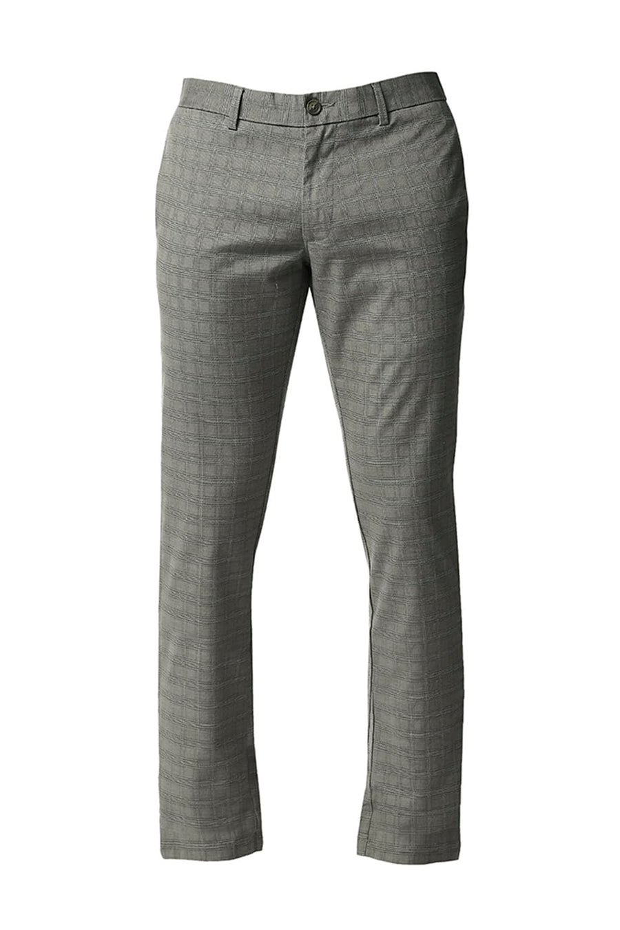 BASICS TAPERED FIT VETIVER GREEN STRETCH TROUSERS