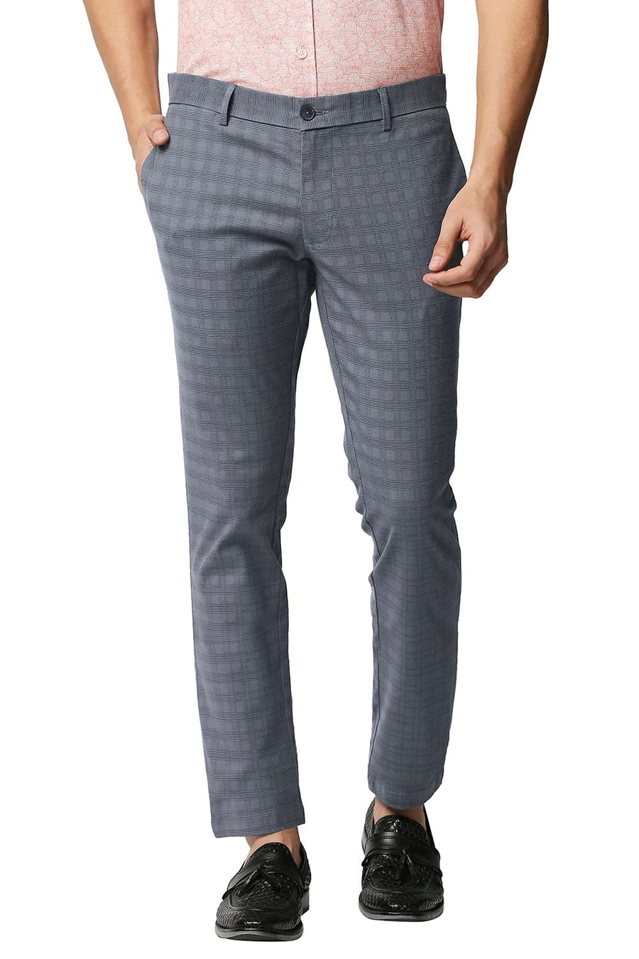 BASICS TAPERED FIT WEATHER VANE GREY STRETCH TROUSERS