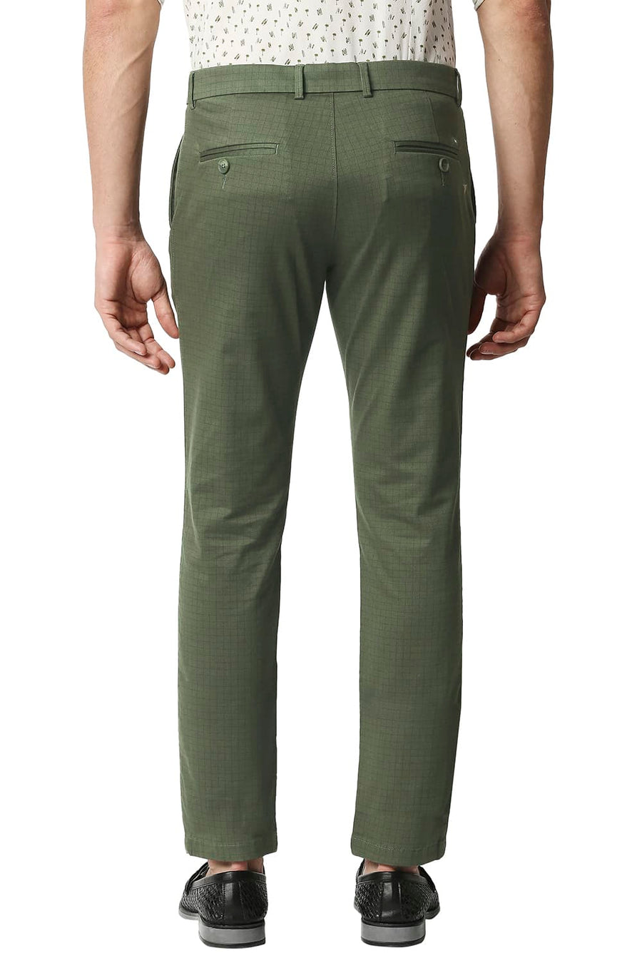 BASICS TAPERED FIT CYPRESS OLIVE STRETCH TROUSERS