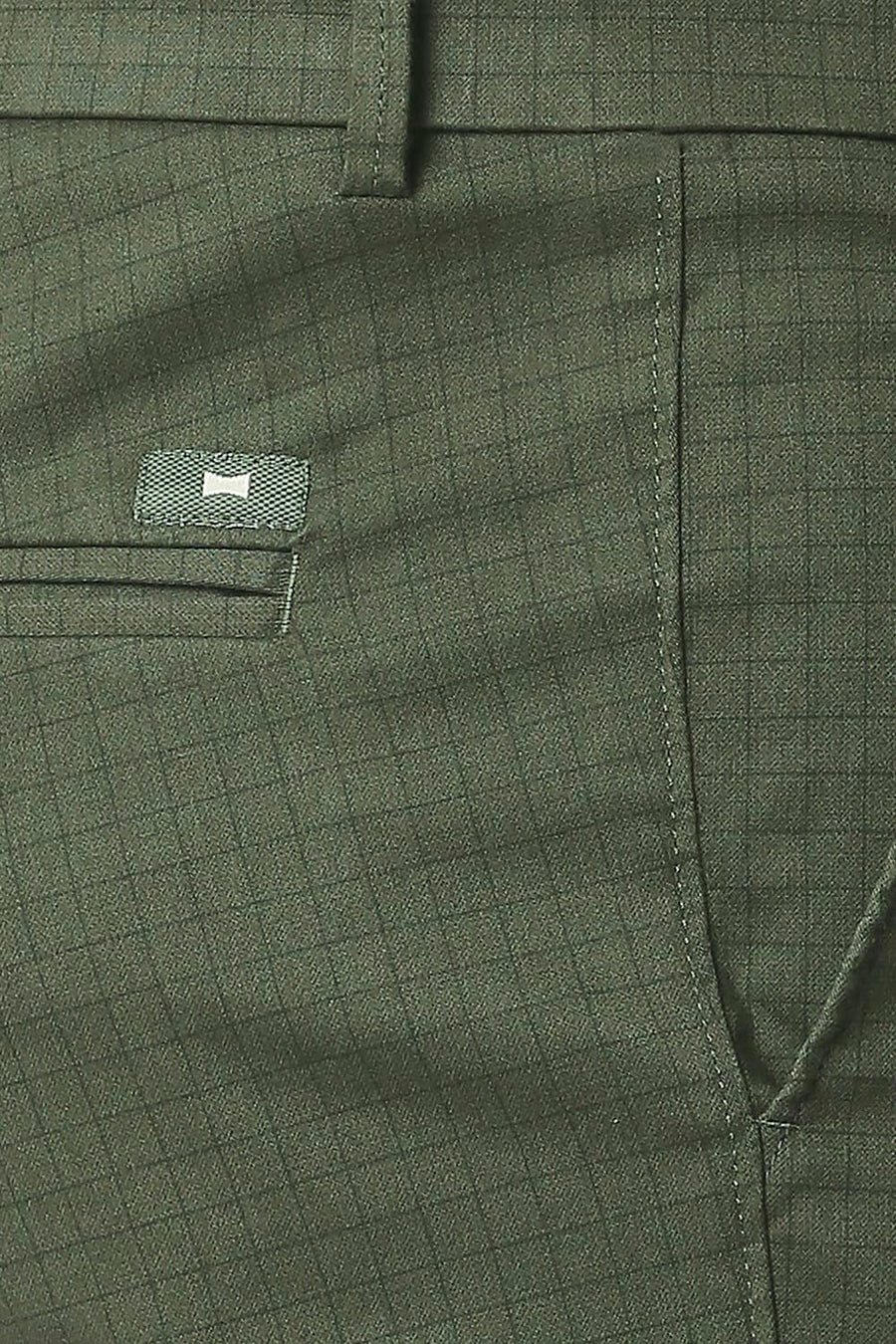 BASICS TAPERED FIT CYPRESS OLIVE STRETCH TROUSERS