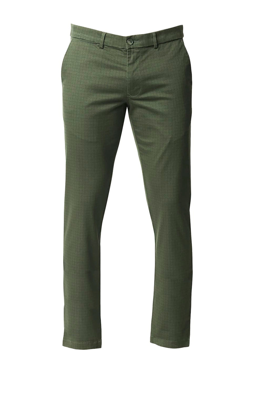 BASICS TAPERED FIT CYPRESS OLIVE STRETCH TROUSERS