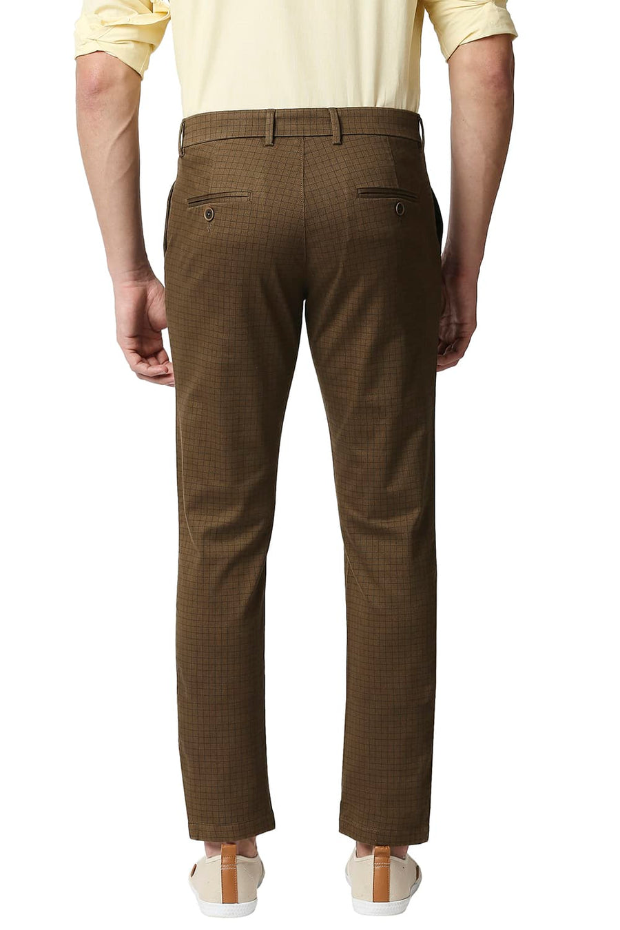 BASICS TAPERED FIT ERMINE BROWN STRETCH TROUSERS