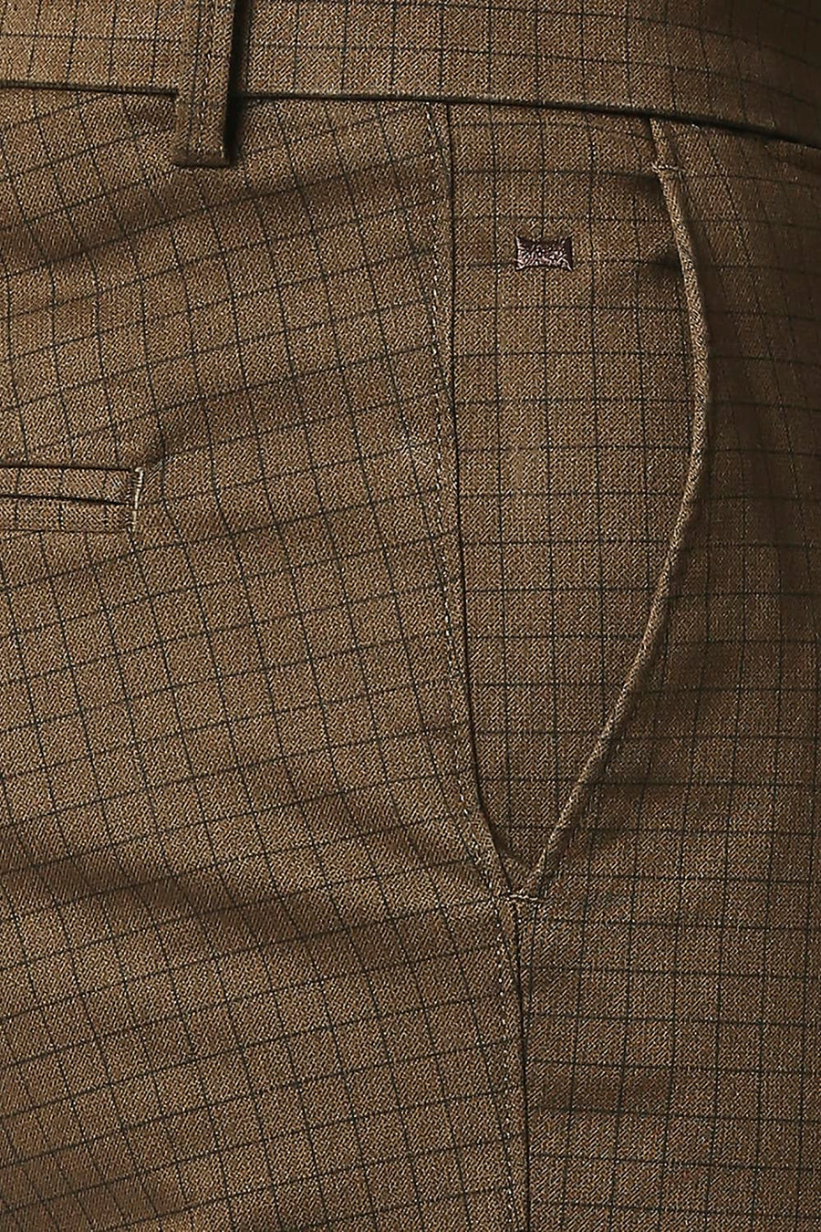 BASICS TAPERED FIT ERMINE BROWN STRETCH TROUSERS