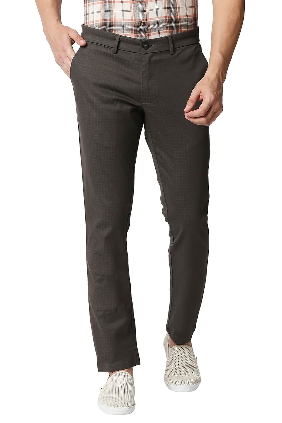 BASICS TAPERED FIT CHIMERA GREY STRETCH TROUSERS