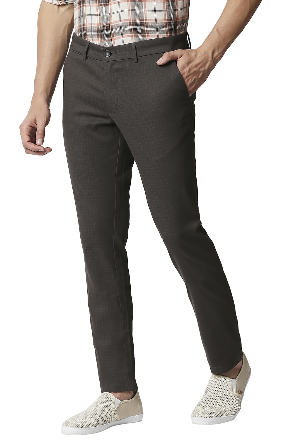 BASICS TAPERED FIT STRETCH TROUSERS