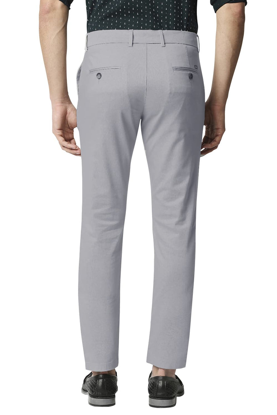 BASICS TAPERED FIT QUIET GREY STRETCH TROUSERS