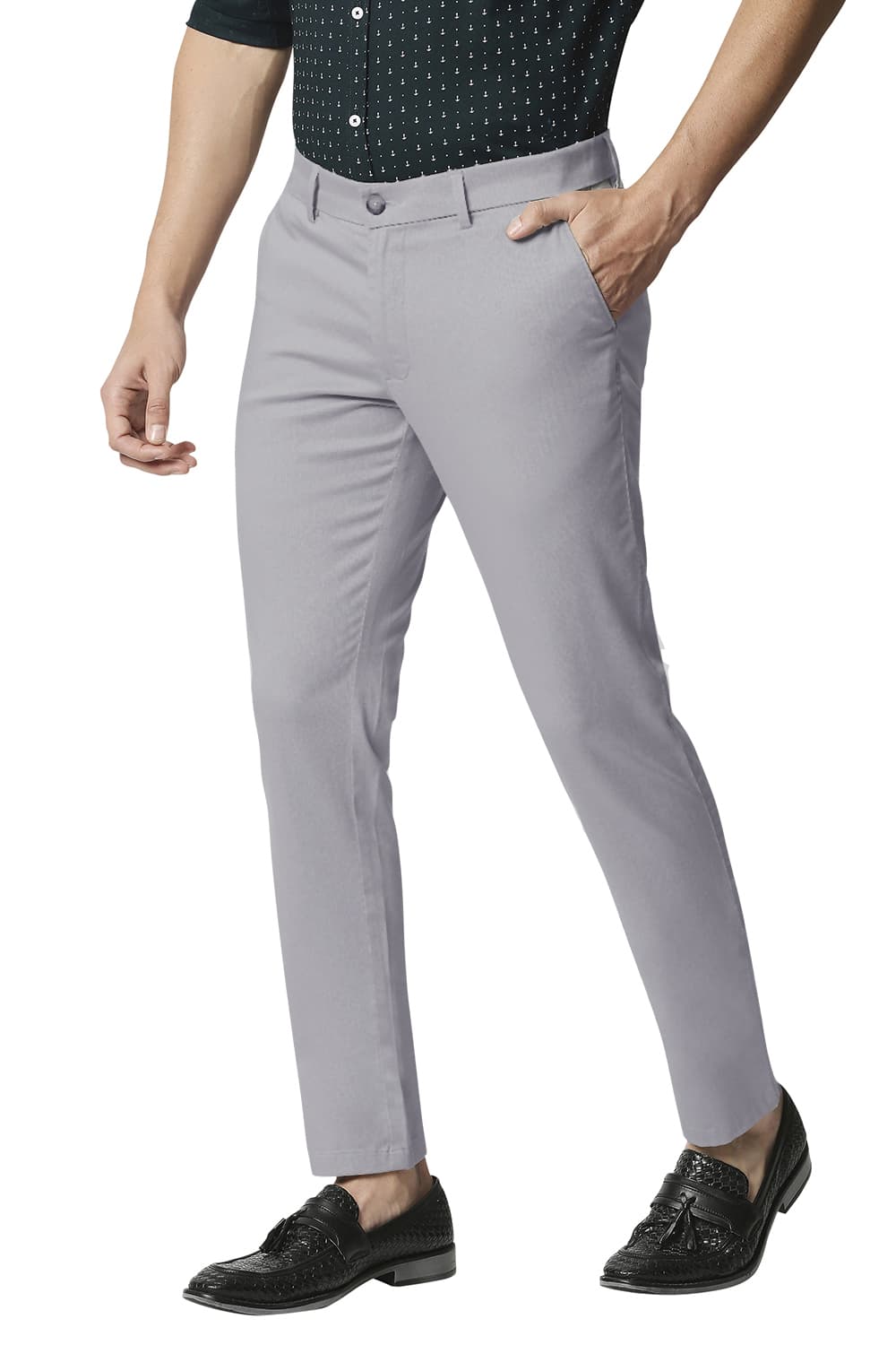 BASICS TAPERED FIT STRETCH TROUSERS