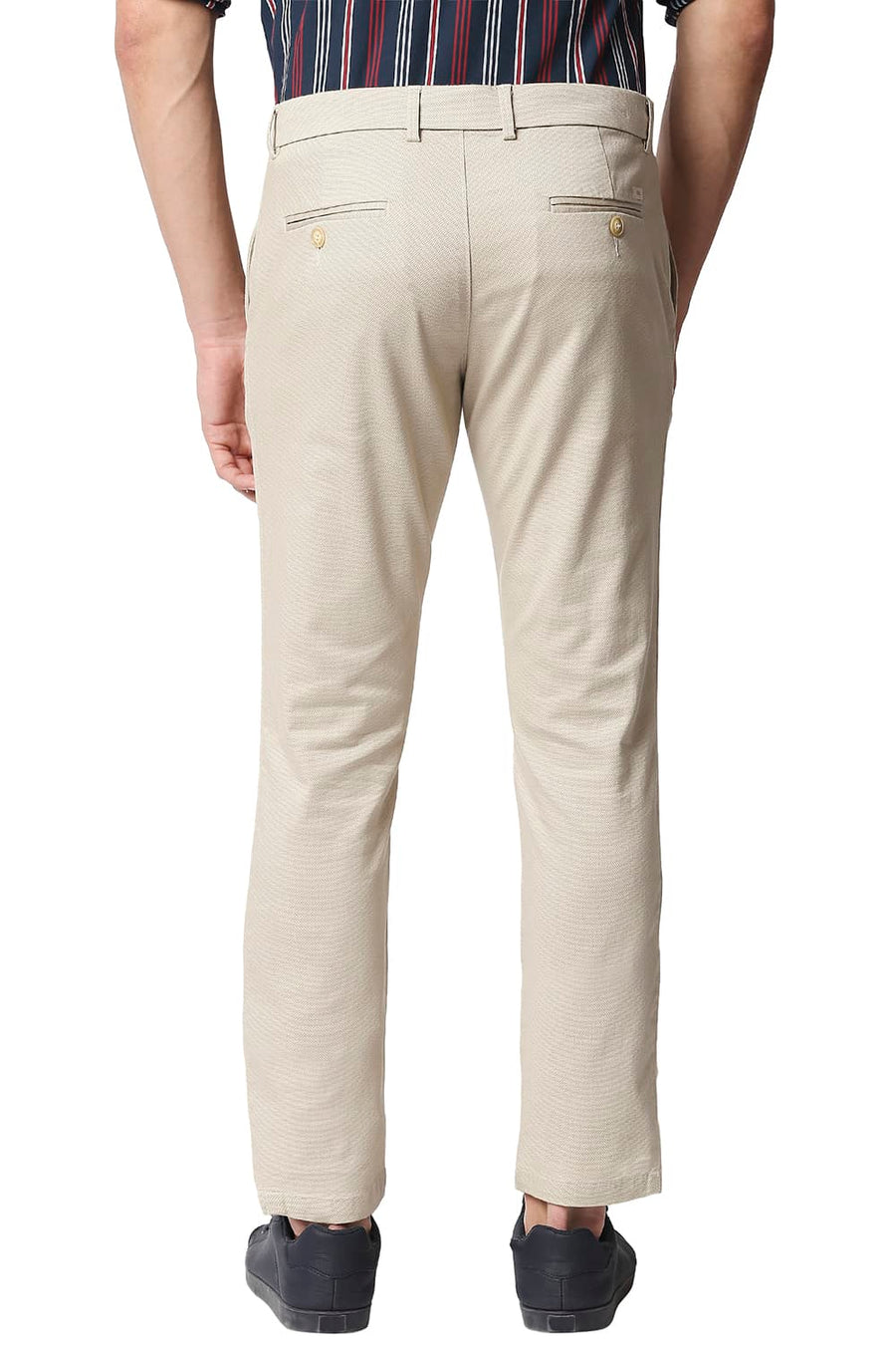 BASICS TAPERED FIT PARCHMENT STONE STRETCH TROUSERS
