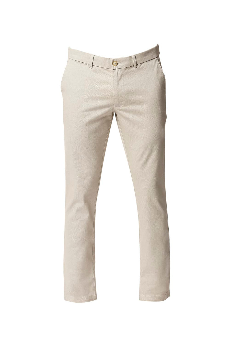 BASICS TAPERED FIT PARCHMENT STONE STRETCH TROUSERS