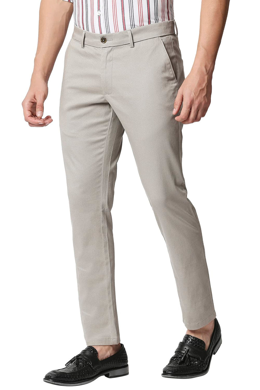 BASICS TAPERED FIT PUMICE STONE STRETCH TROUSERS