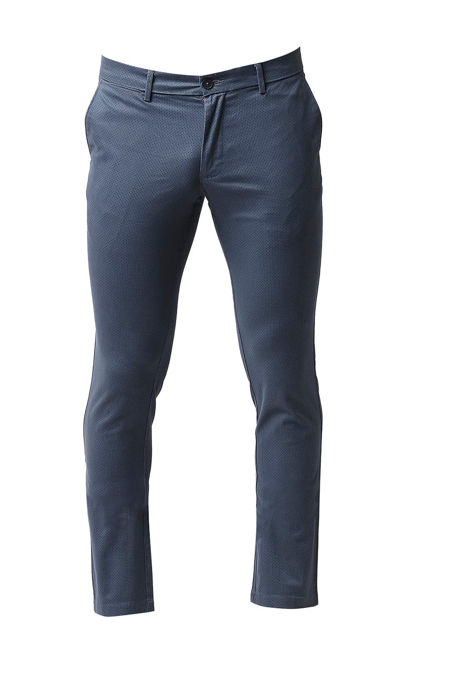 BASICS TAPERED FIT SPRING LAKE BLUE STRETCH PRINTED TROUSERS