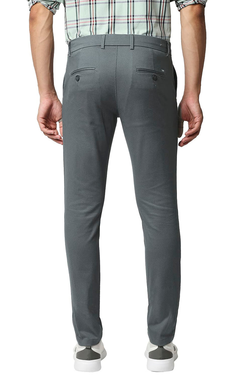 BASICS TAPERED FIT STRETCH PRINTED TROUSERS