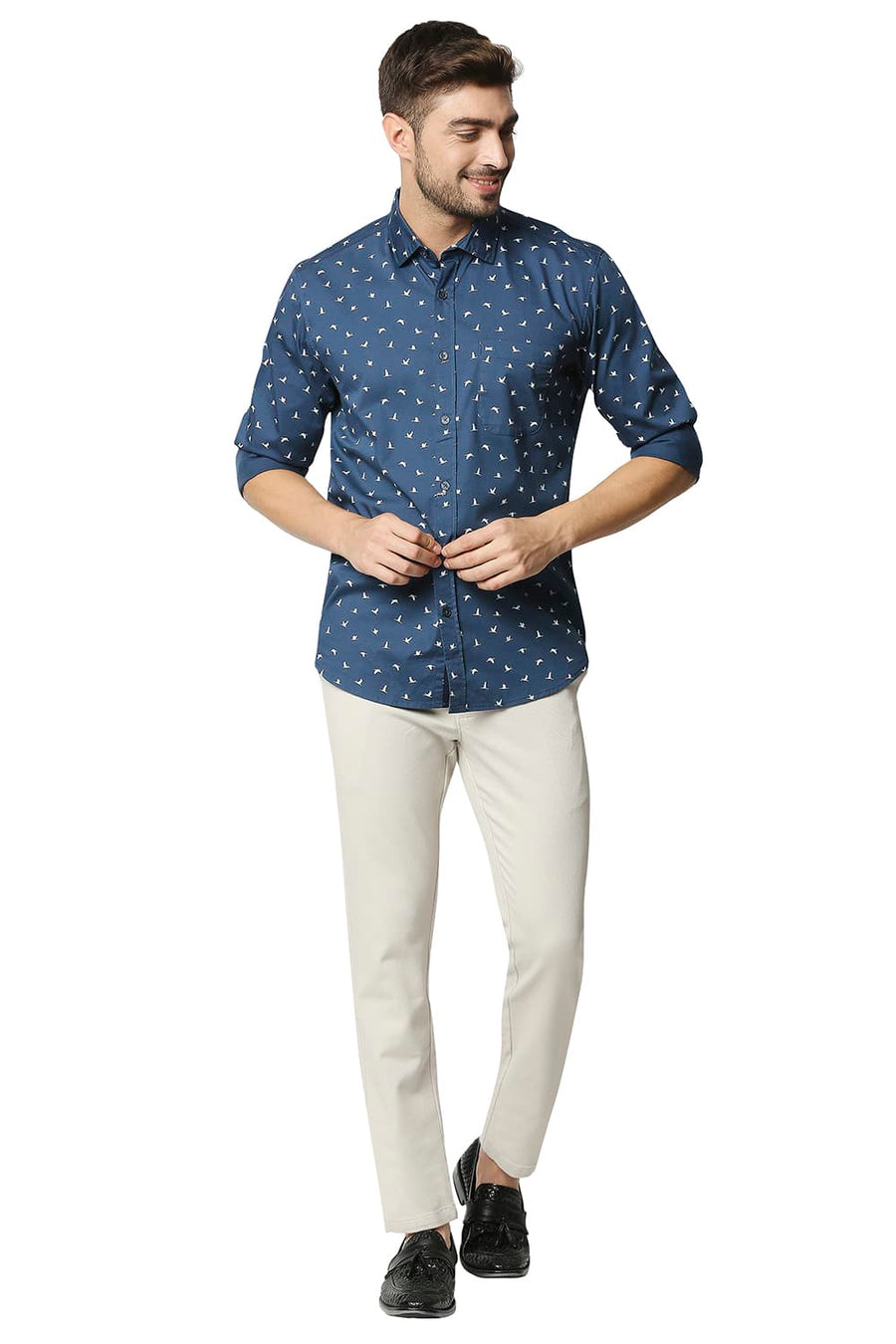 BASICS TAPERED FIT BIRCH STONE STRETCH TROUSERS