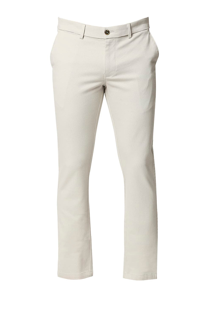 BASICS TAPERED FIT BIRCH STONE STRETCH TROUSERS