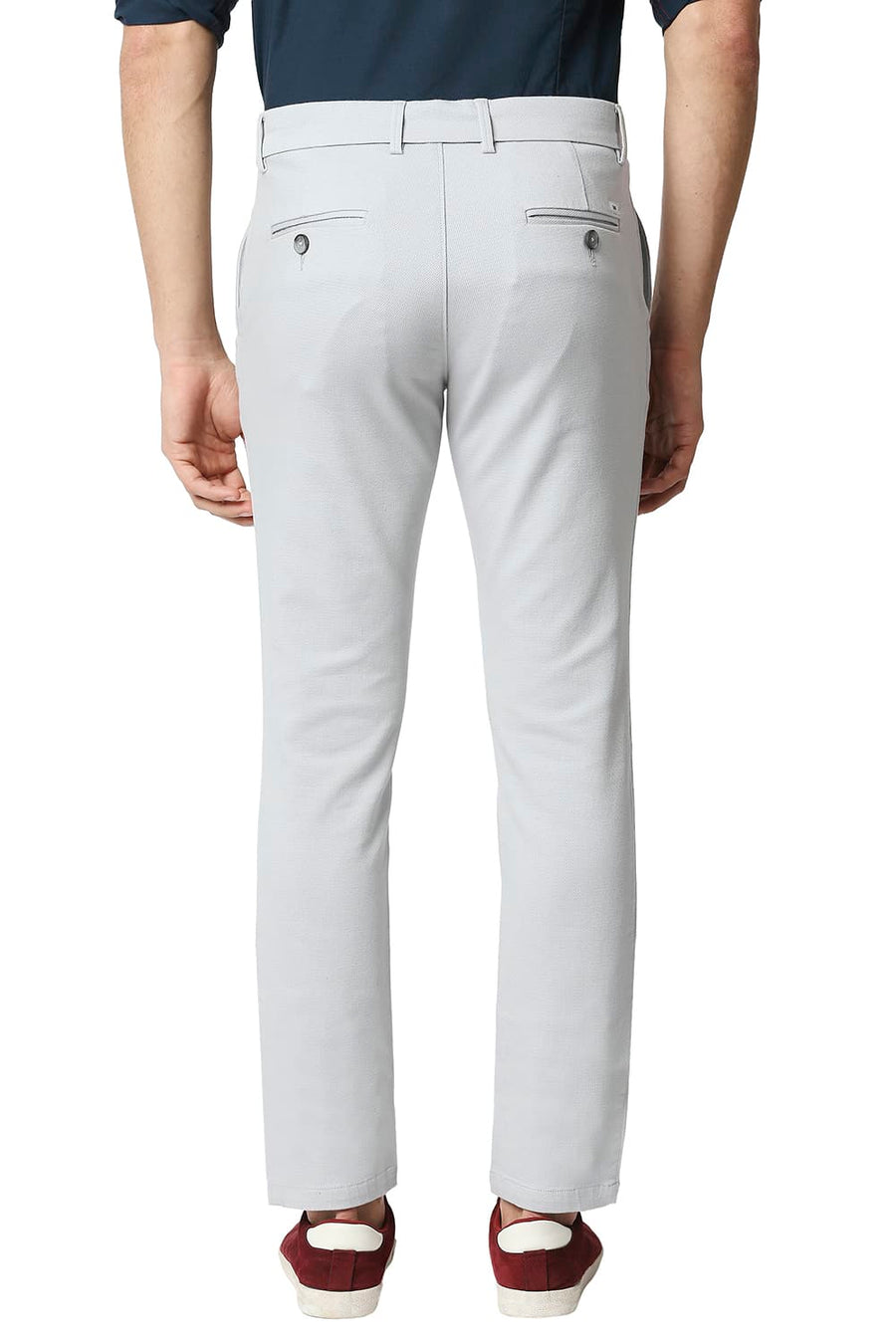 BASICS TAPERED FIT DROPLET GREY STRETCH TROUSERS