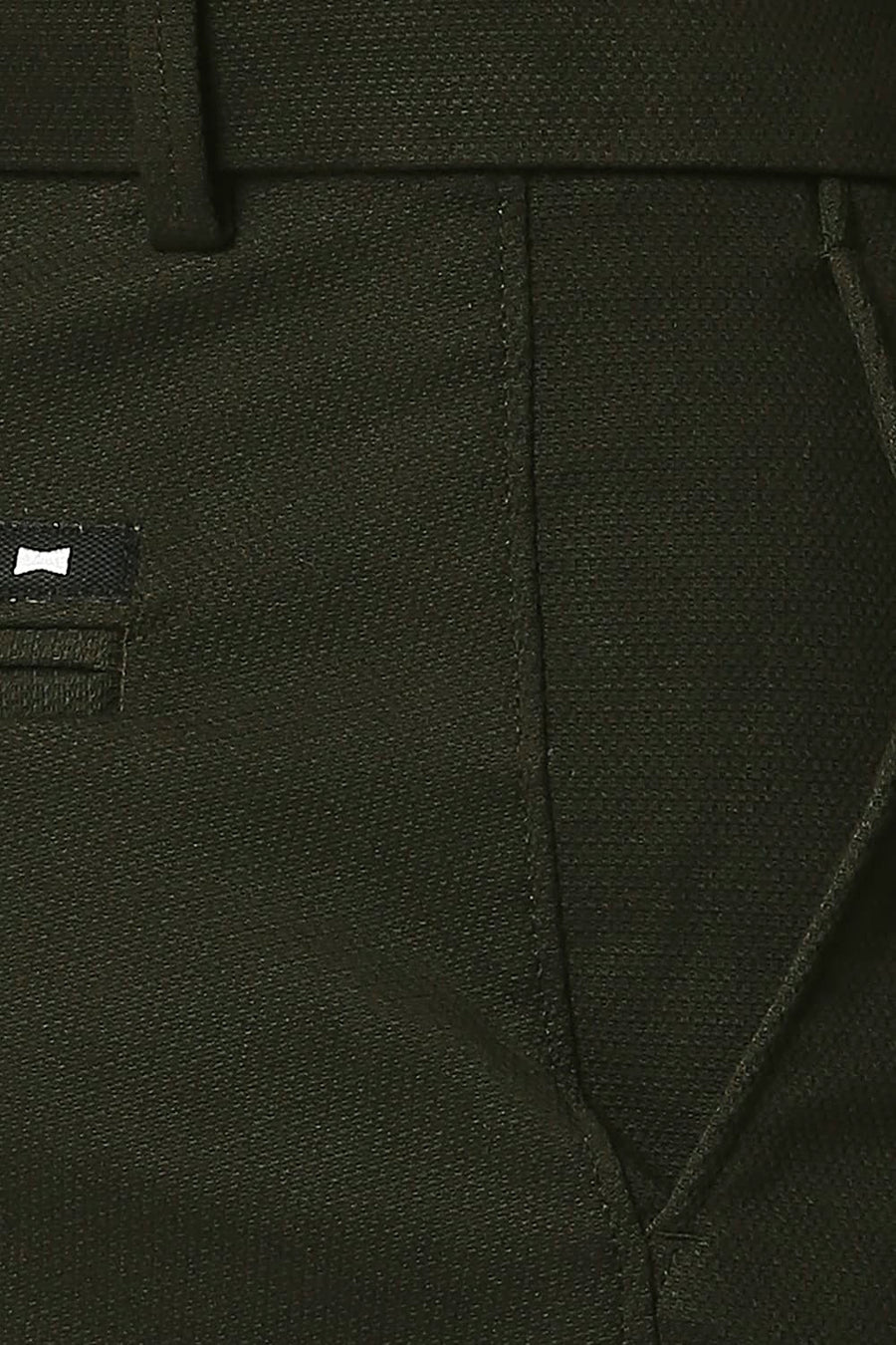 BASICS TAPERED FIT ROSIN OLIVE STRETCH TROUSERS