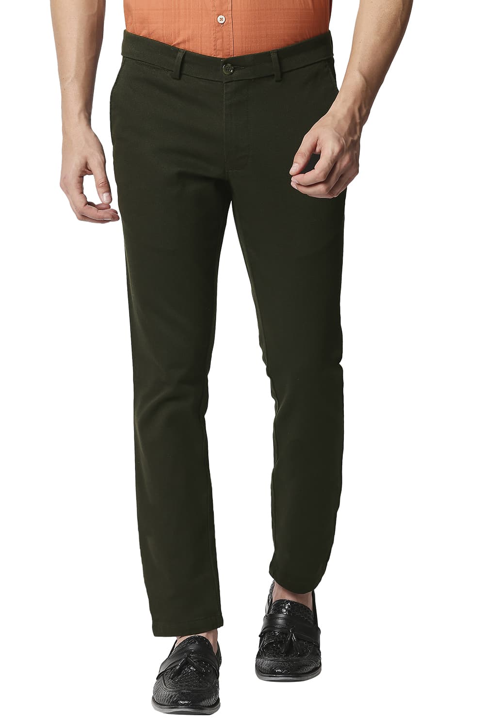 BASICS TAPERED FIT STRETCH TROUSERS