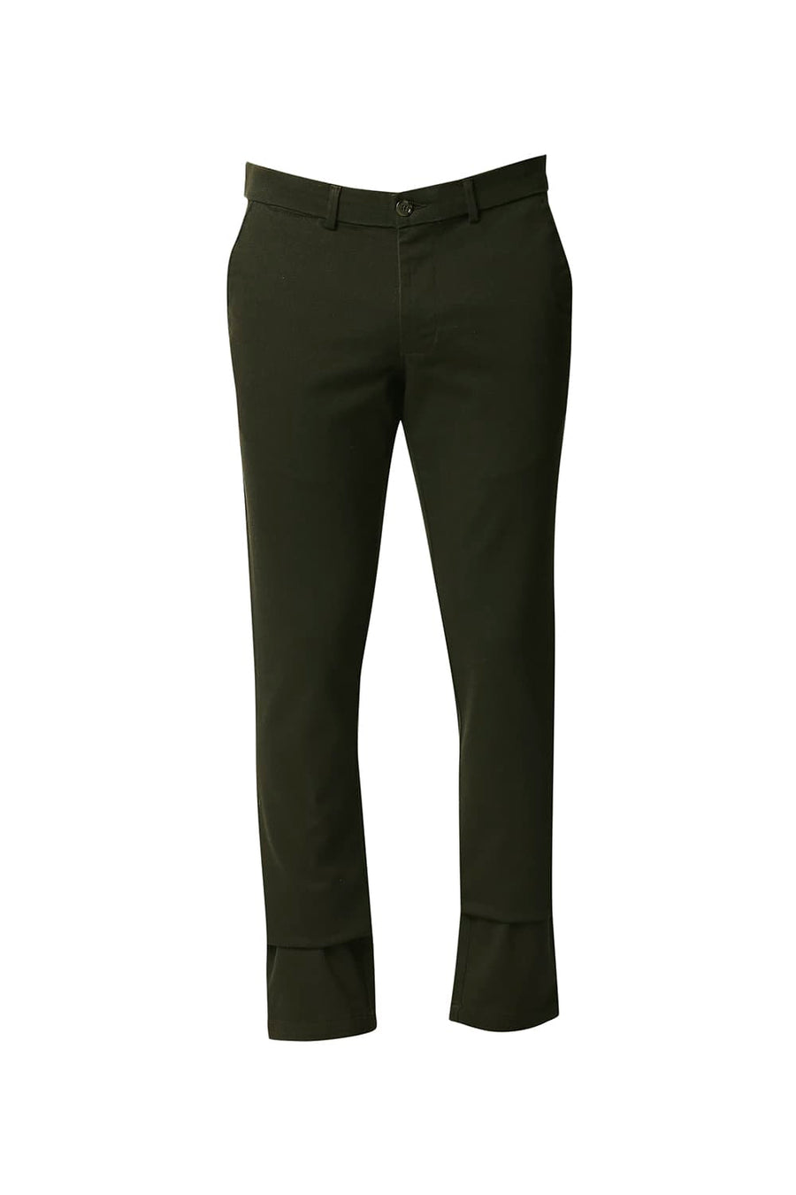 BASICS TAPERED FIT ROSIN OLIVE STRETCH TROUSERS