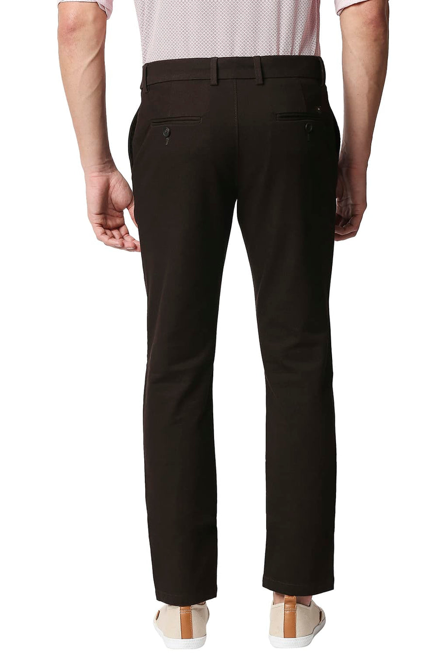 BASICS TAPERED FIT WREN COFFEE STRETCH TROUSERS