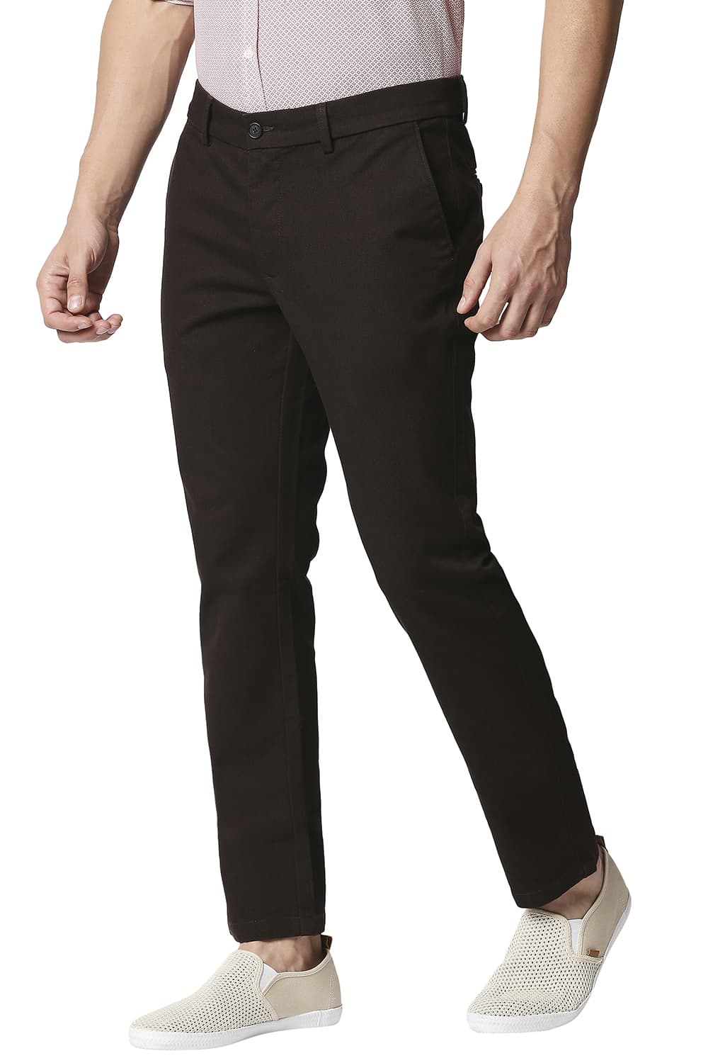 BASICS TAPERED FIT STRETCH TROUSERS