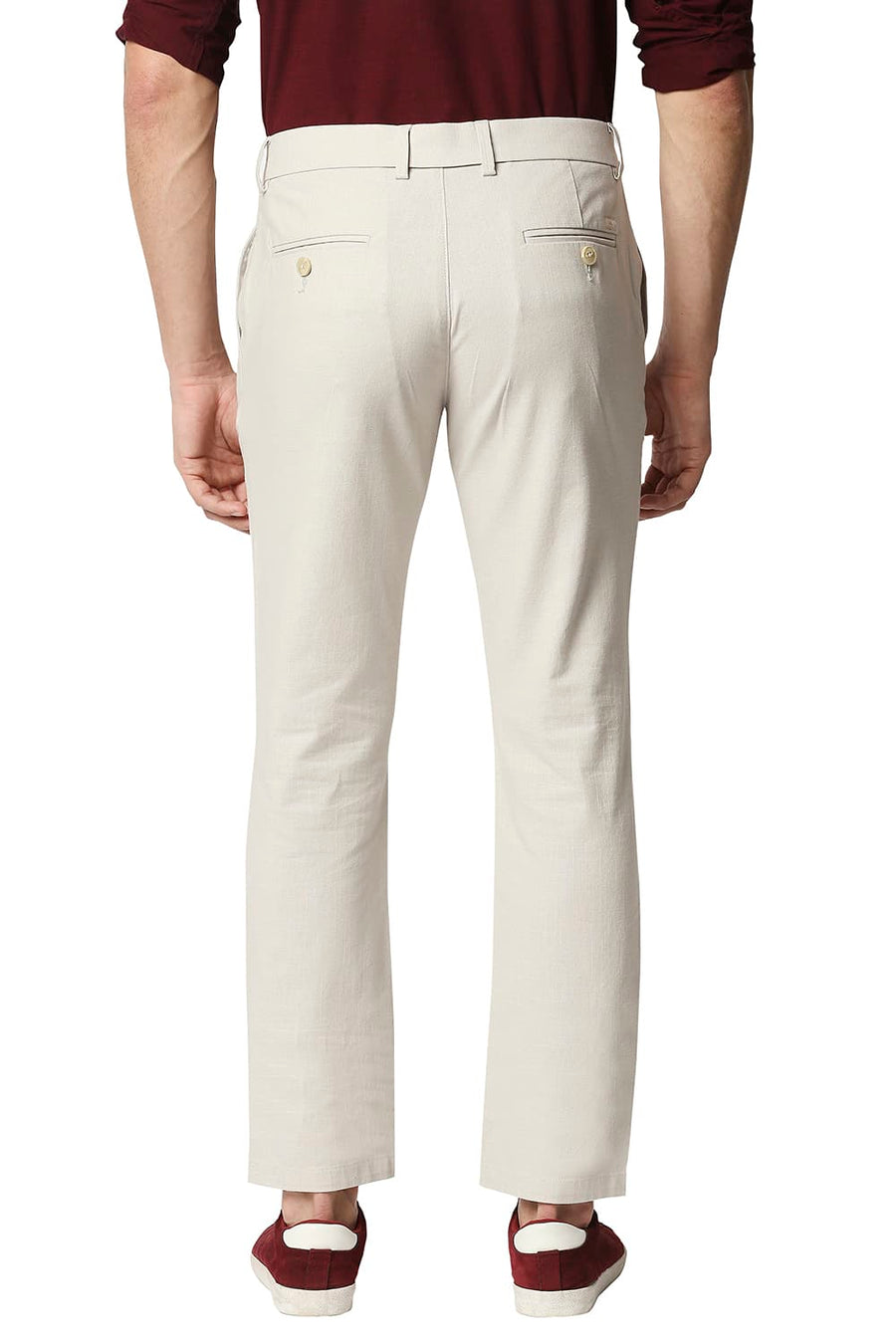 BASICS TAPERED FIT MOONBEAM SRONE STRETCH TROUSERS