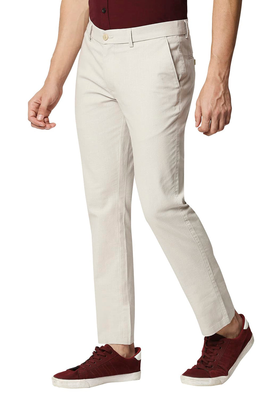 BASICS TAPERED FIT MOONBEAM SRONE STRETCH TROUSERS
