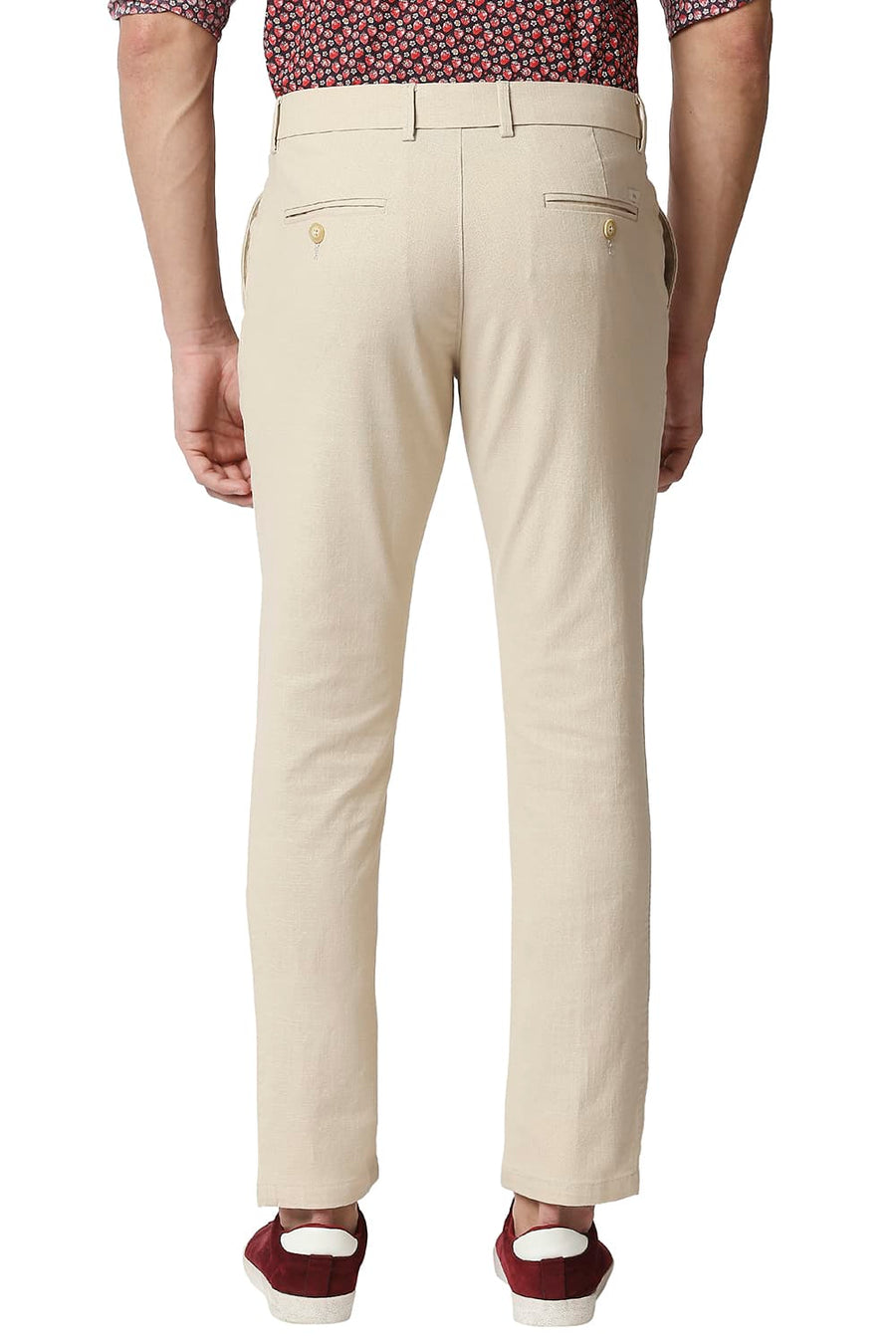 BASICS TAPERED FIT ANGORA BEIGE STRETCH TROUSERS