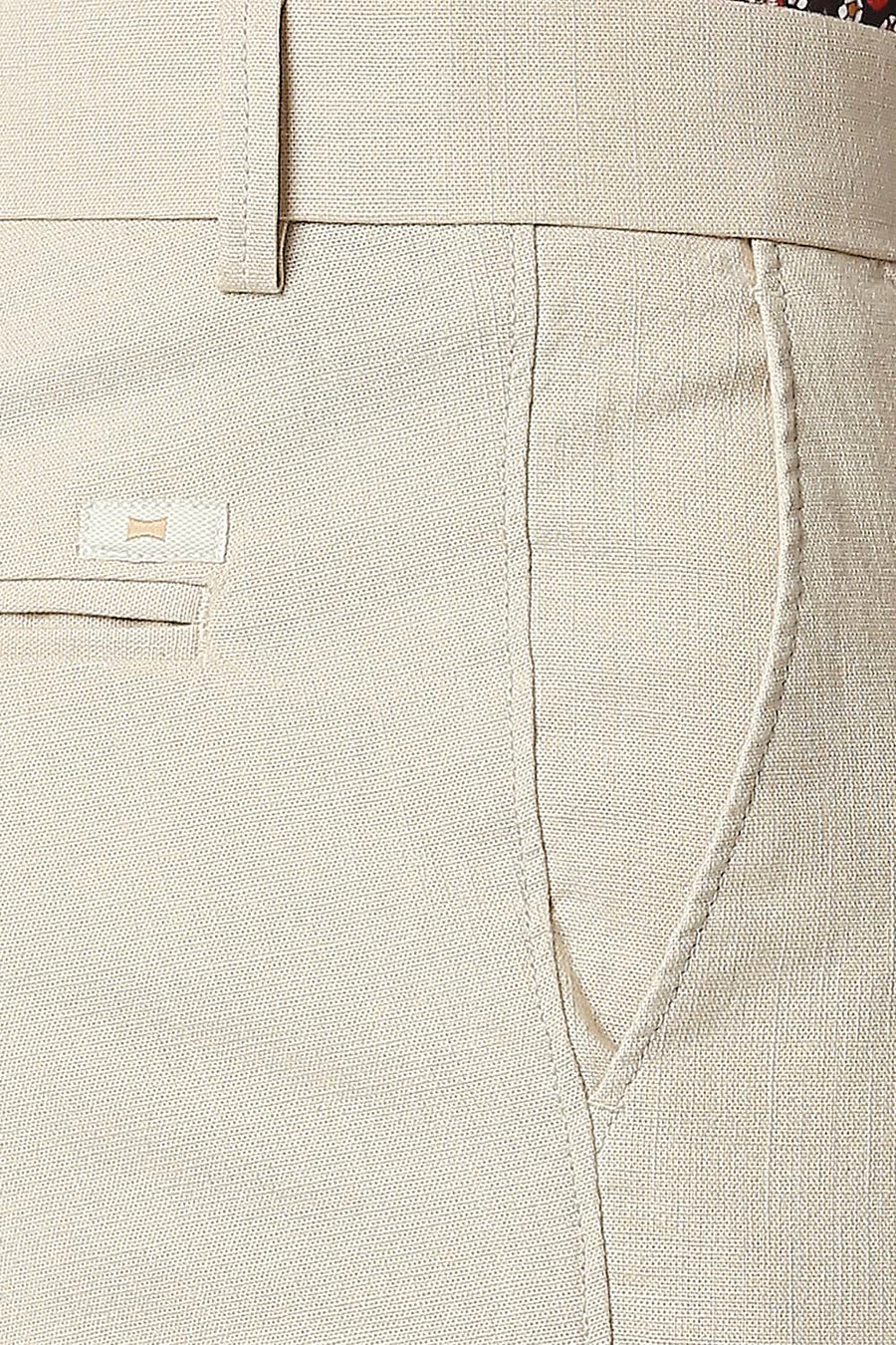 BASICS TAPERED FIT ANGORA BEIGE STRETCH TROUSERS