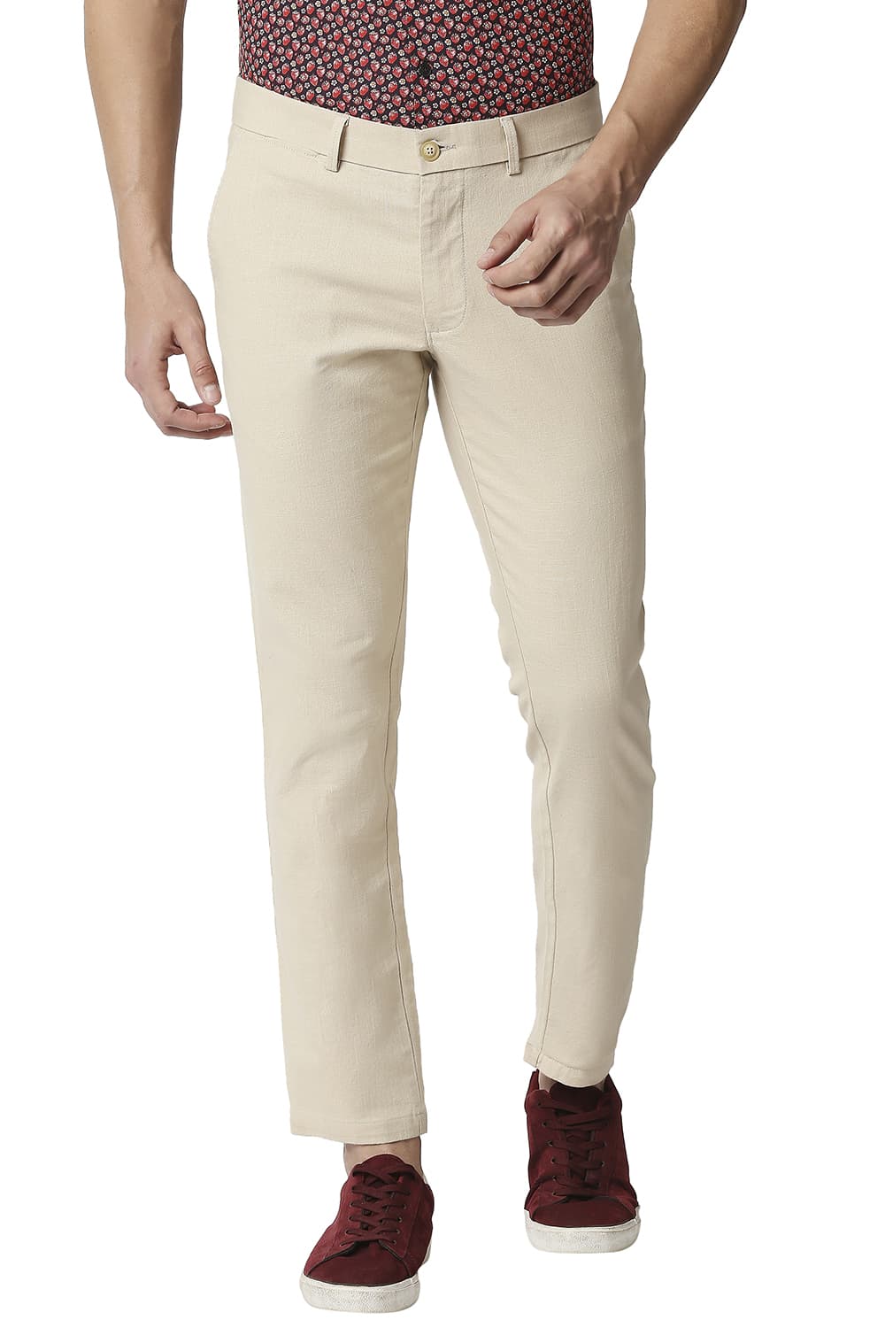 BASICS TAPERED FIT STRETCH TROUSERS