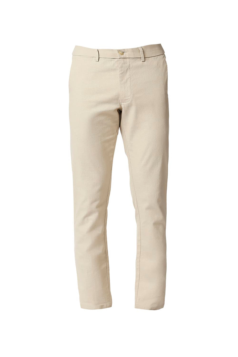 BASICS TAPERED FIT ANGORA BEIGE STRETCH TROUSERS
