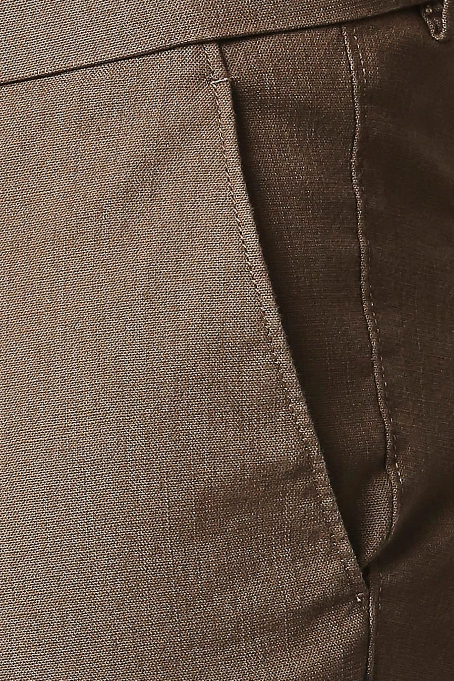 BASICS TAPERED FIT MALT BROWN STRETCH TROUSERS
