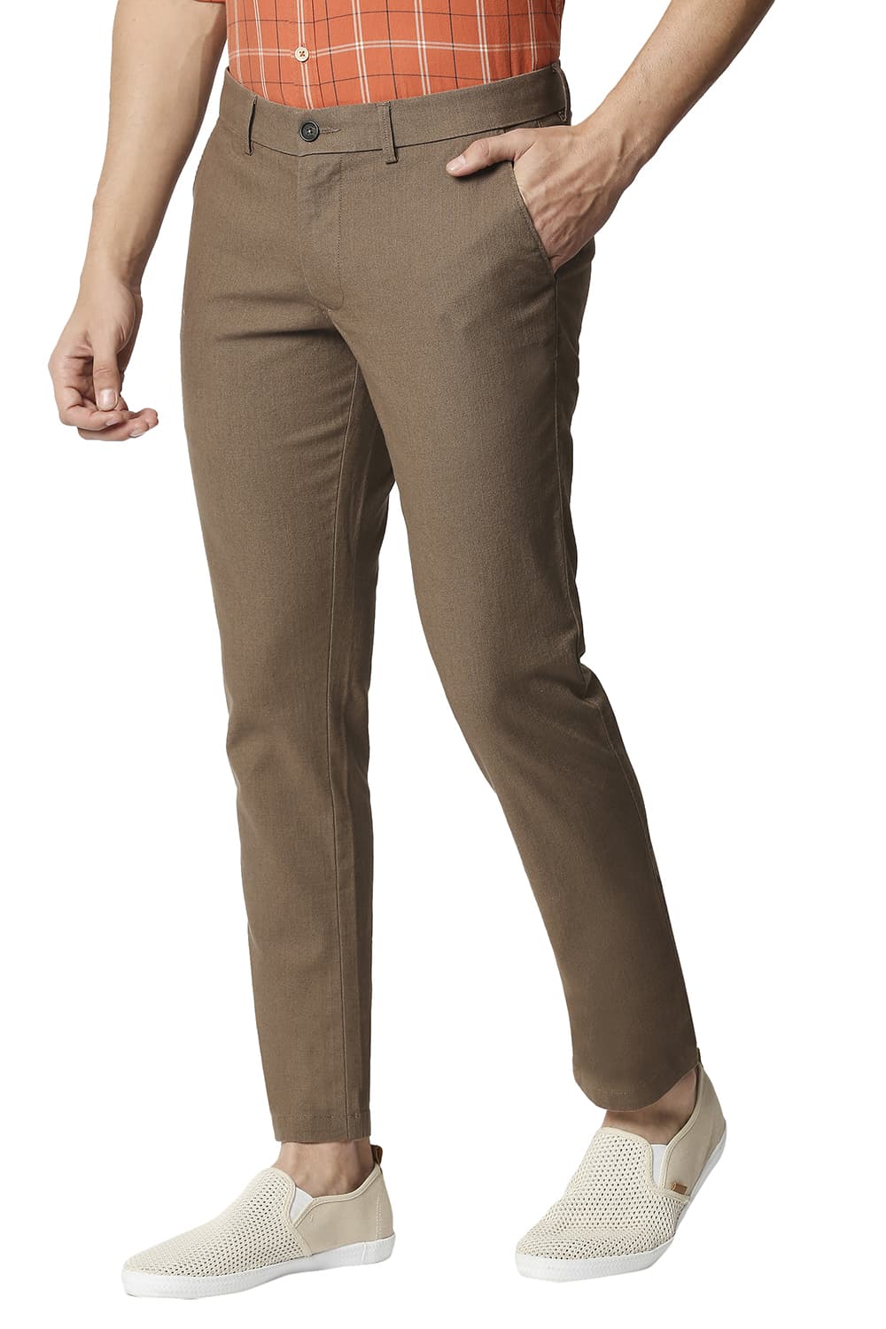 BASICS TAPERED FIT STRETCH TROUSERS